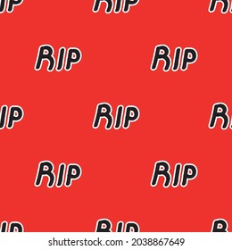 Seamless pattern with crosses and rip inscription on a red background. Vector illustration