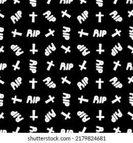 Seamless pattern of crosses and rip inscription . Vector illustration