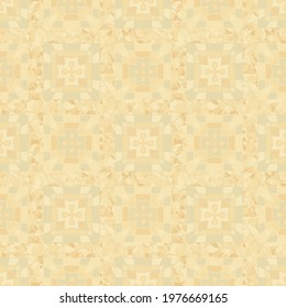 Seamless pattern. Crosses in squares against a background of chaos. Colors of old paper. Editable.