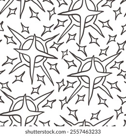 seamless pattern with crosses and stars in hand drawn style in vector. Element for fabric print background wrapping banner textile packaging wallpaper