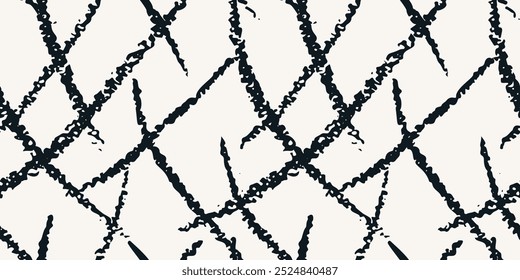 Seamless pattern with crosshatching, random freehand strokes on white background. Abstract texture in grunge style, graphic design in two colors. Simple pattern with black strokes. Vector illustration