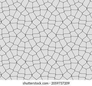 Seamless pattern with crossing curved lines on white background. Vector snakeskin texture. Linear design for textile, fabric and wallpaper. Geometric decorative lattice design. Cracked mosaic.