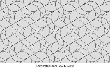 Patrón sin inconvenientes con el cruce de líneas curvas sobre fondo gris. Diseño vectorial lineal para textiles, tejidos y papel pintado. Diseño de entramado decorativo geométrico.