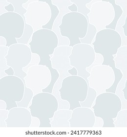 Seamless pattern with crowd of children, people background.