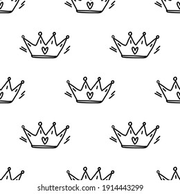 Seamless pattern, crown of graphics, ideal for applying to fabric or wrapping paper