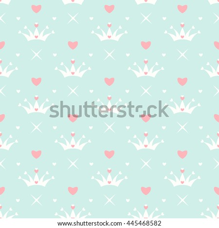Seamless pattern with crown, heart and star