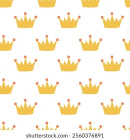 Seamless Pattern with crown of kings, princes, monarchs and queens. Flat vector illustration.