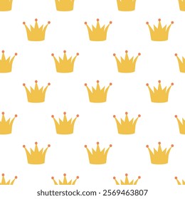 Seamless Pattern with crown of kings, princes, monarchs and queens. Flat vector illustration.