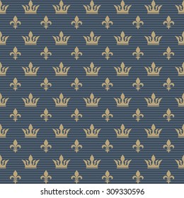 Seamless pattern crown and lily