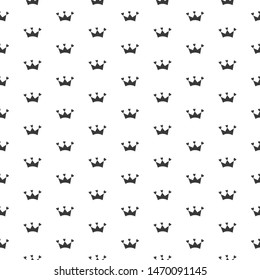 Seamless Pattern Crown and Little Hearts