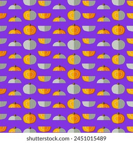 Seamless pattern with Crown Prince Squash. Winter squash. Cucurbita maxima. Fruit and vegetables. Flat style. Isolated vector illustration.