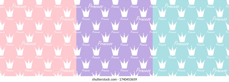 Seamless pattern with crowns. Pattern with a crown. Cute girly seamless pattern. Repeating print for girls. Vector illustration.