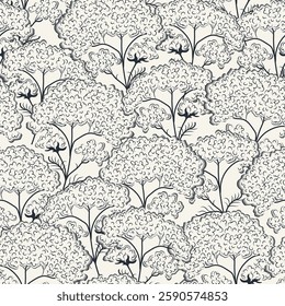 Seamless pattern with crowns, leaves, flowers. Summer print. Floral vector background. Fabric design, wallpaper