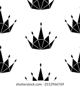 Seamless pattern with crowns. Repeating royal texture. Vector illustration white background.