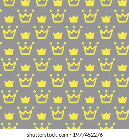 Seamless pattern with crowns in trendy colours of the year 2021. Vector illustration