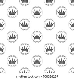 Seamless pattern with crowns in vintage frame. Vector illustration
