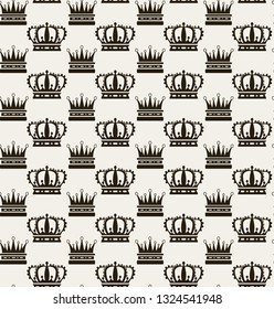 Seamless pattern with crowns in vintage style, vector graphic