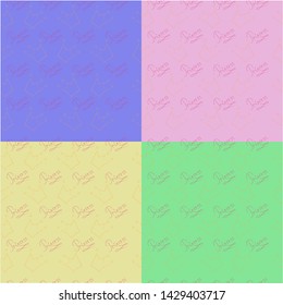 Seamless pattern with crowns and the words "Princess" in different colors.
