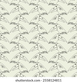 Seamless pattern with crows and ravens in simple style. Birds. Vector graphics, design, background, print