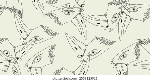 Seamless pattern with crows and ravens in simple style. Birds. Vector graphics, design, background, print