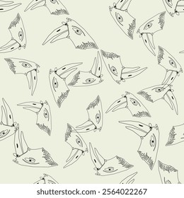 Seamless pattern with crows and ravens in simple style. Birds. Vector graphics, design, background, print