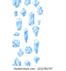 Seamless pattern with crystals or crystalline minerals. Jewelry or semiprecious gem stones.