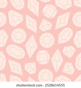 Seamless pattern with crystals, diamonds, gemstones. Texture for banners, wallpapers, textiles, wrapping paper. Vector illustration in flat style