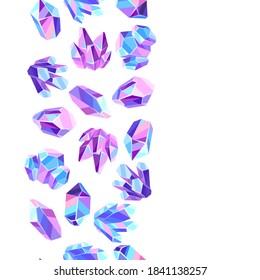 Seamless pattern with crystals and minerals. Decorative illustration of precious stones.