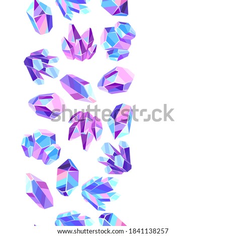 Seamless pattern with crystals and minerals. Decorative illustration of precious stones.