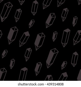 
Seamless pattern with crystals on black background. Geometric hand drawn background with diamonds. Trendy hipster design. Vector illustration.