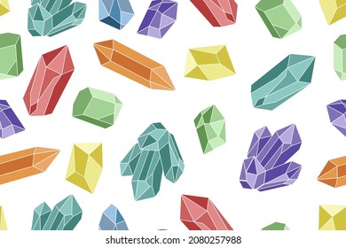 Patrón sin fisuras de cristales en colores arcoiris, iluminación vectorial