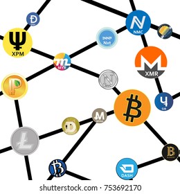 Seamless pattern with ctypto coins