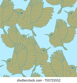 seamless pattern Cuban of Tody Bird exotic  vector illustration