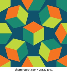 Seamless pattern of cubes. Isometric. Isometric view.