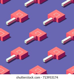 Seamless pattern of cubic lollipops on light violet background. Retro design concept, Clipping mask used.