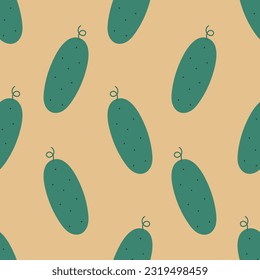 Seamless pattern with cucumber. For card, posters, banners, books, printing on the pack, clothes, fabric, wallpaper, textile or dishes.