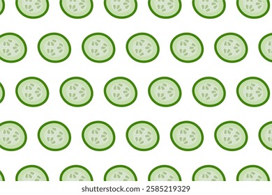 Seamless pattern of cucumber slices