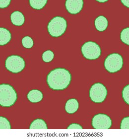 Seamless pattern with Cucumber slices, vector illustration