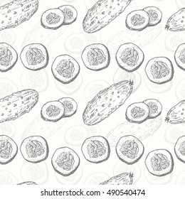 Seamless pattern with cucumber. Vector illustration for your design
