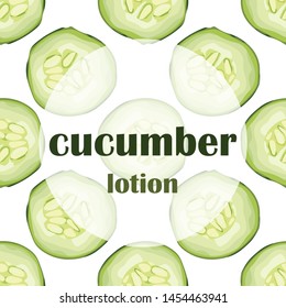 Seamless pattern with cucumbers. A slice of green cucumber. Banner, poster, wallpaper, print, promotional material. Vector illustration.