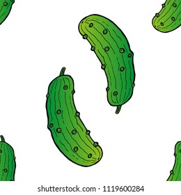 Seamless pattern of cucumbers. Vector illustration of a background of cucumbers.