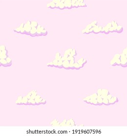 Seamless pattern of cumulus clouds on soft-pink sky