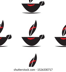 Seamless pattern with cup of black coffee and red lipstick(texture 6).