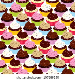 Seamless pattern with cup cake / Seamless sweet cupcake party background