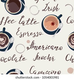 Seamless pattern with cup of coffee. Background vector illustration eps 10.