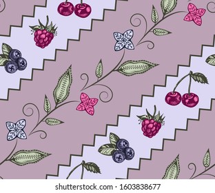 Seamless pattern with a cup of coffee, cheesecake. Hand drawing decorative background. Vector pattern. Print for textile, cloth, wallpaper, scrapbooking