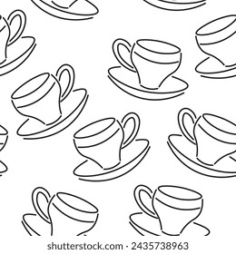 seamless pattern cup in flat style in vector. template for background, wallpaper, wrapping, print, fabric