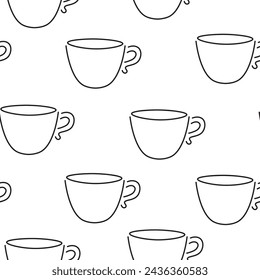 seamless pattern cup in flat style in vector. template for background, wallpaper, wrapping, print, fabric