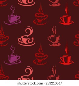 Seamless pattern with cup of tea or coffee
