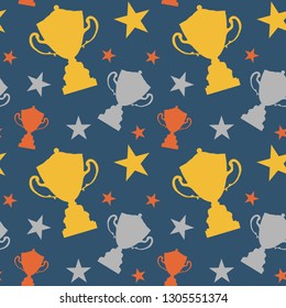 Seamless Pattern Cup Winner Champion Wrap Background